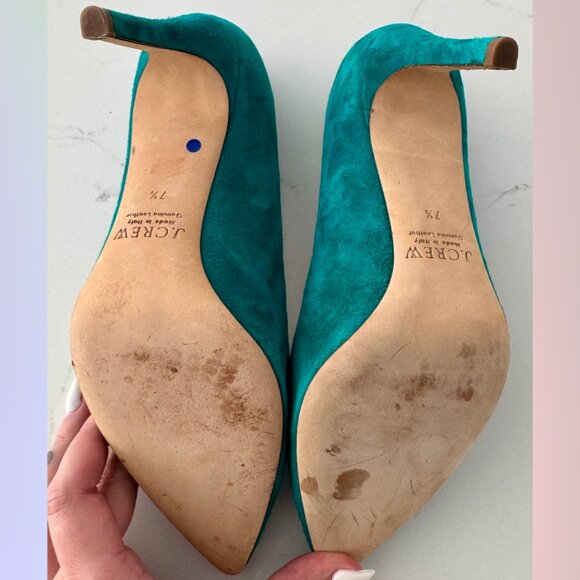 J.Crew Turquoise Suede Heels – Size 7.5 - Picture 8 of 8